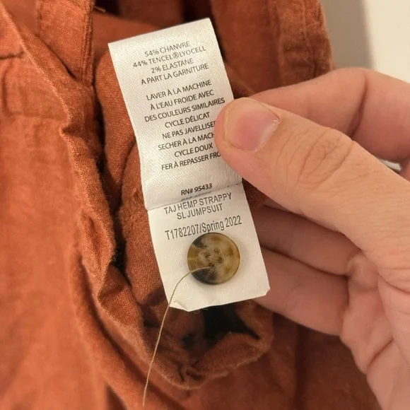 Toad & Co. Women’s Taj Hemp Sleeveless Jumpsuit Rust Size Large - Picture 10 of 10